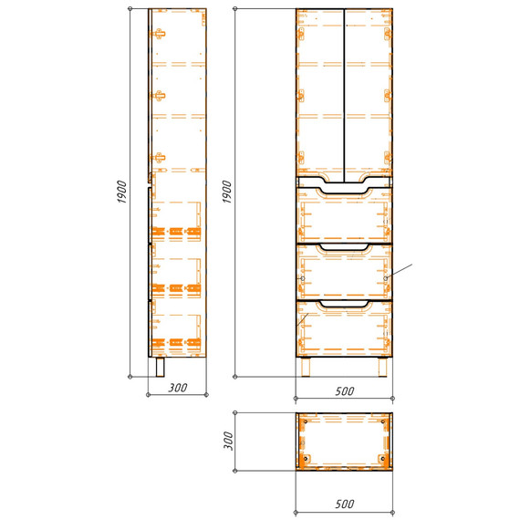 Пенал напольный Azario KANTRI 50 см CS00097265 фото 7