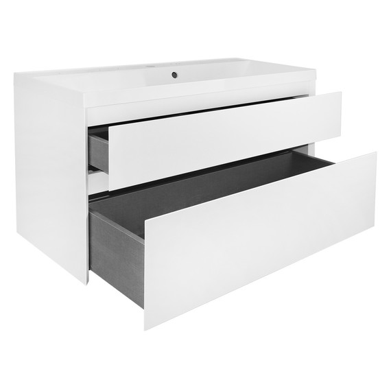 Тумба подвесная с раковиной Azario Velluto 100 см CS00097538, белый матовый фото 3