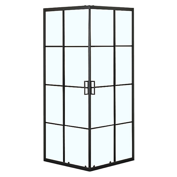 Душевое ограждение Loranto 90x90 см CS-211F-90, чёрный матовый/прозрачное "Лофт клетка" фото 