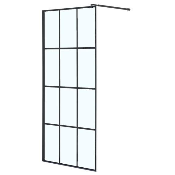 Душевая перегородка Loranto Walk-in 70 см CS-W02B-70 (стекло 8 мм) чёрный матовый/прозрачное "Лофт клетка" фото 