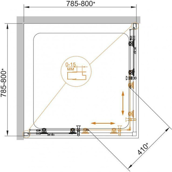 Душевое ограждение Cezares Eco A-2 80х80, хром/прозрачное фото 4