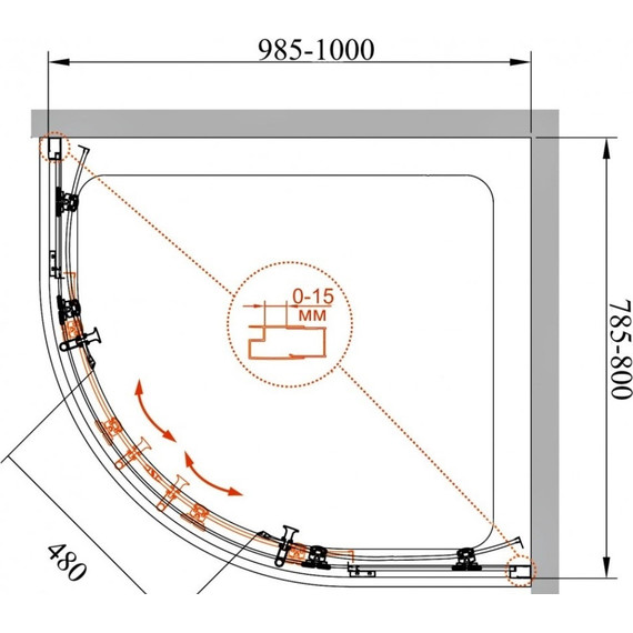 Душевое ограждение Cezares Eco RH-2 100х80, хром/прозрачное фото 5