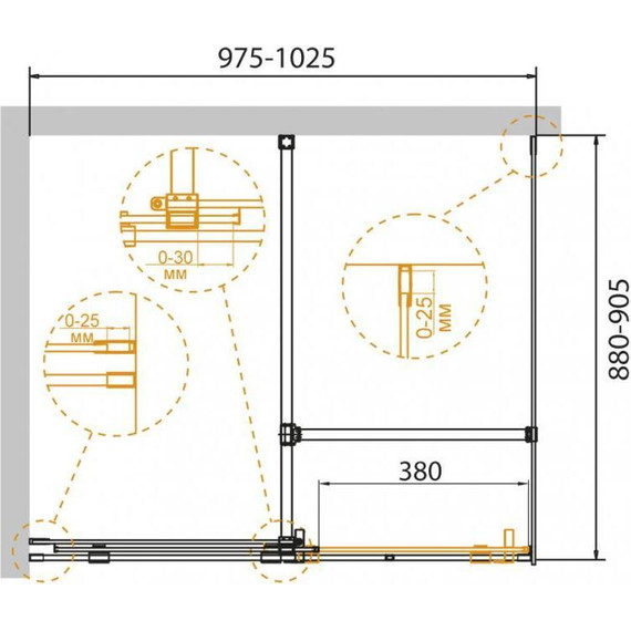 Душевое ограждение Cezares Stream AH-1 100х90 см с кронштейном в комплекте, хром/прозрачное фото 3