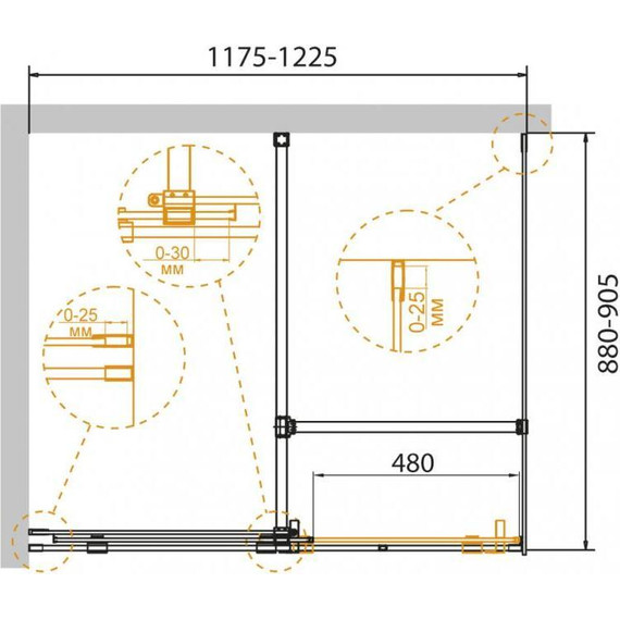 Душевое ограждение Cezares Stream AH-1 120х90 см с кронштейном в комплекте, хром/прозрачное фото 3