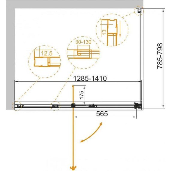 Душевое ограждение Cezares Variante AH-1 130-140х80 см, хром/прозрачное - 2 Душевое ограждение Cezares Variante AH-1 130-140х80 см, хром/прозрачное фото 2
