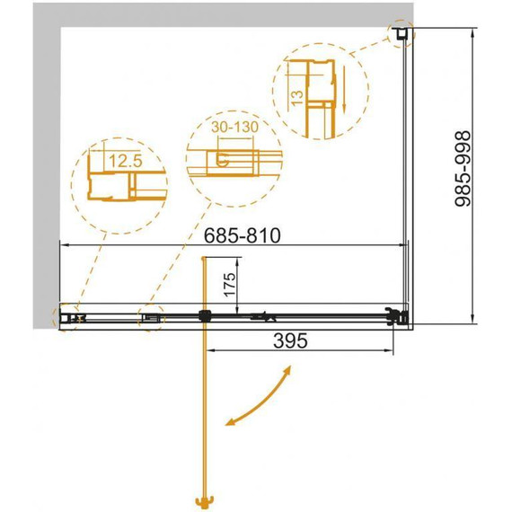Душевое ограждение Cezares Variante AH-1 80х100 см, хром/прозрачное фото 2