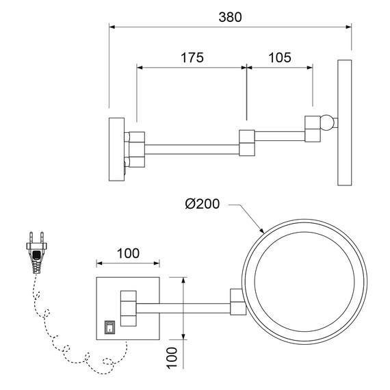 Зеркало косметическое Timo Luiro 18474/03, цвет чёрный фото 2