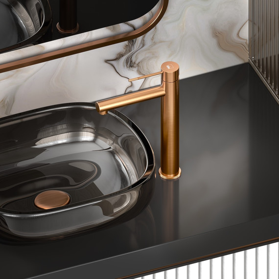 Смеситель для раковины высокий Timo Saona 2311/19F, розовое золото фото 5