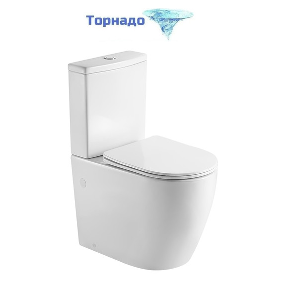Унитаз-компакт безободковый Azario LUMA TORNADO FLUSHING AZ-1253ST с тонкой крышкой микролифт (система смыва Торнадо) фото 