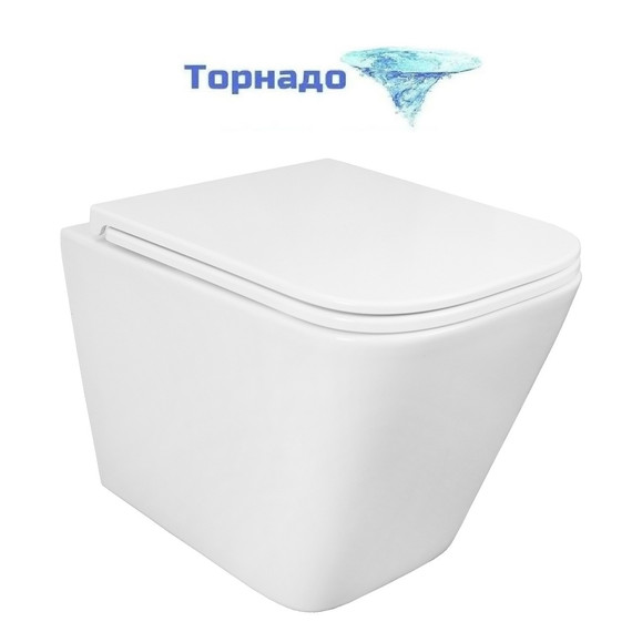 Унитаз подвесной безободковый Azario PRO PRO-0002 с тонкой крышкой микролифт фото 