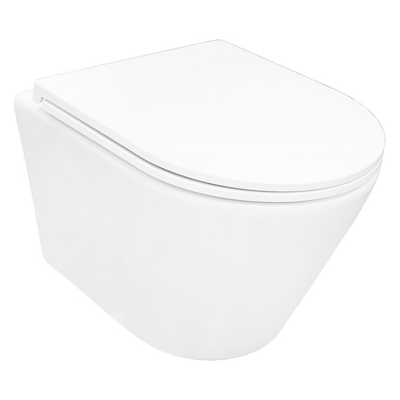 Унитаз подвесной безободковый Azario VELA AZ-2480 с тонкой крышкой микролифт (Система смыва торнадо) фото 2