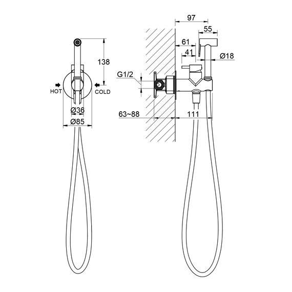 Набор для гигиенического душа Timo Saona 2337/19SM (со скрытой частью) розовое золото фото 3