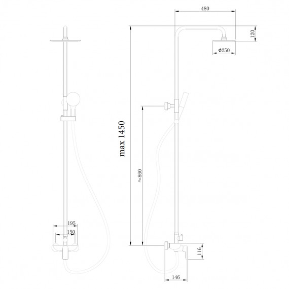 Душевая стойка Abber Weiss Insel AF8020L фото 3