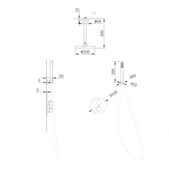 Душевая система для душа Abber Wasser Kreis AF8121NG (со скрытой частью) никель фото 4