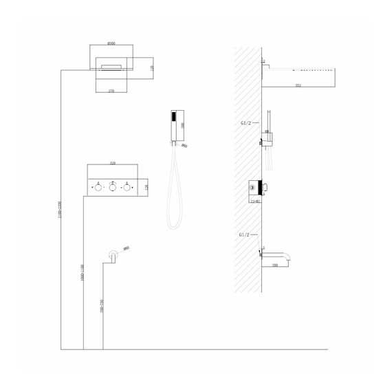 Душевая система для ванны с термостатом Abber Wasser Kreis AF8150G (со скрытой частью) золото матовое фото 4
