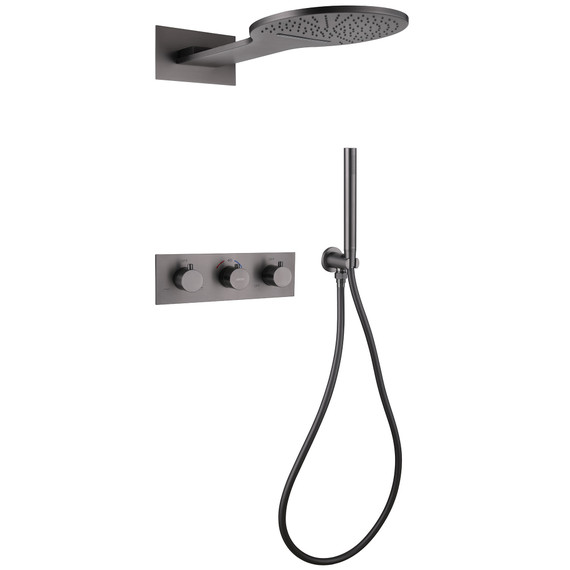 Душевая система для душа с термостатом Abber Wasser Kreis AF8151NG (со скрытой частью) никель фото 