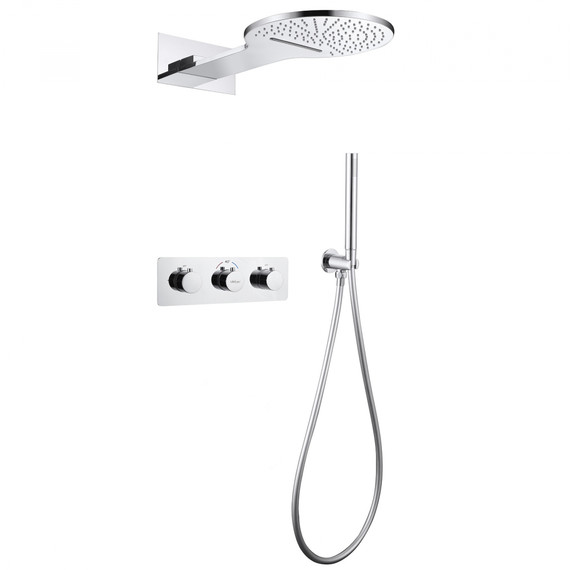 Душевая система для душа с термостатом Abber Wasser Kreis AF8151 (со скрытой частью) хром фото 