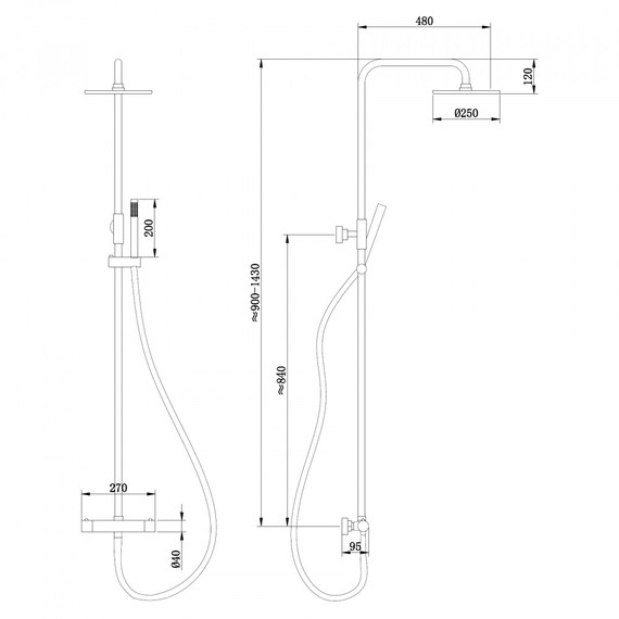 Душевая стойка с термостатом Abber Wasser Kreis AF8160BL, чёрный матовый фото 5