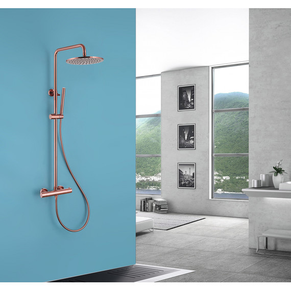 Душевая стойка с термостатом Abber Wasser Kreis AF8160RGL, розовое золото фото 2