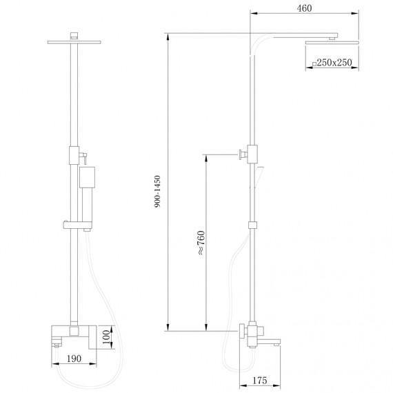 Душевая стойка Abber Daheim AF8216BL, чёрный матовый фото 4