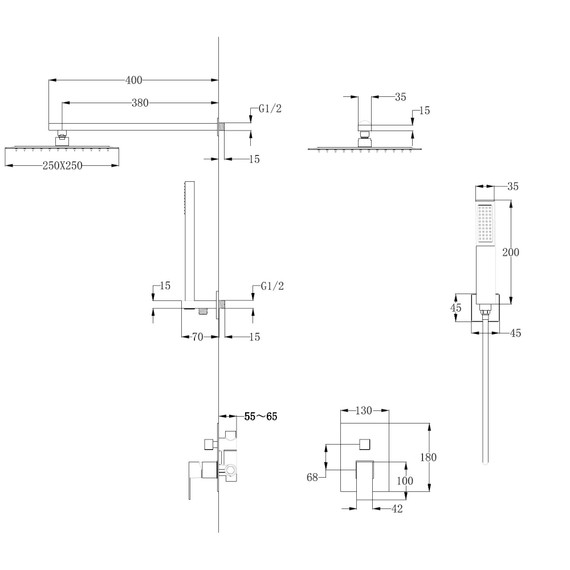 Душевая система для душа Abber Daheim AF8219SP (со скрытой частью) сатин фото 3