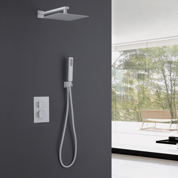 Душевая система для душа с термостатом Abber Daheim AF8251W (со скрытой частью) белый матовый фото 2