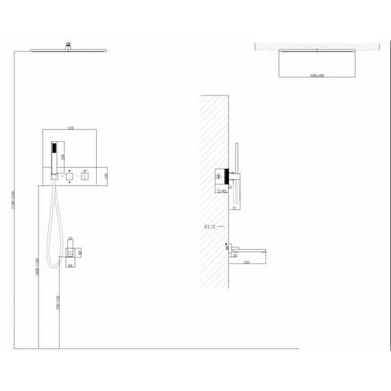 Душевая система для ванны с термостатом Abber Daheim AF8254SP (со скрытой частью) сатин фото 3