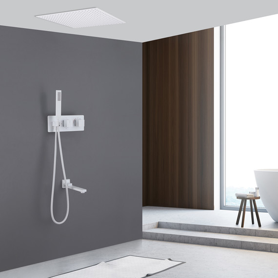 Душевая система для ванны с термостатом Abber Daheim AF8254W (со скрытой частью) белый матовый фото 2