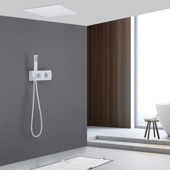 Душевая система для душа с термостатом Abber Daheim AF8255W (со скрытой частью) белый матовый фото 2