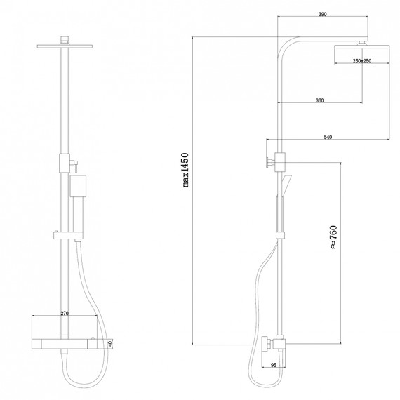 Душевая стойка с термостатом Abber Daheim AF8260BL, чёрный матовый фото 3