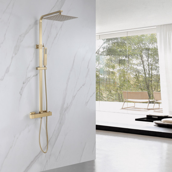 Душевая стойка с термостатом Abber Daheim AF8260GL, золото матовое фото 2