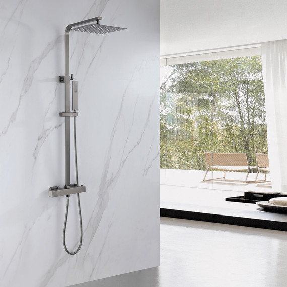 Душевая стойка с термостатом Abber Daheim AF8260NGL, никель фото 2