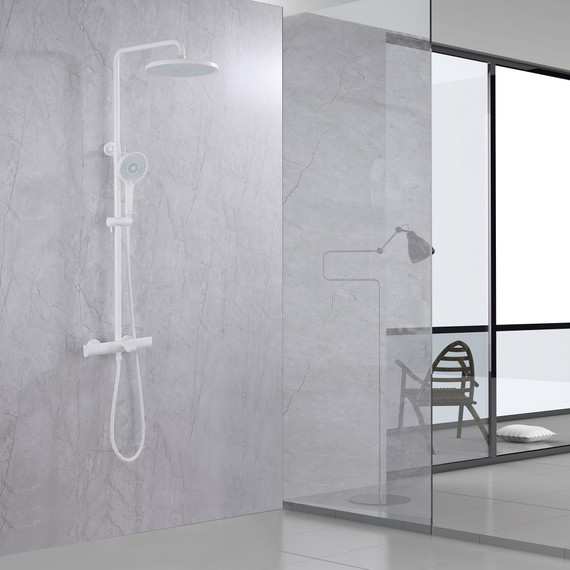 Душевая стойка с термостатом Abber Thermostat AF8516FWL, белый матовый фото 2