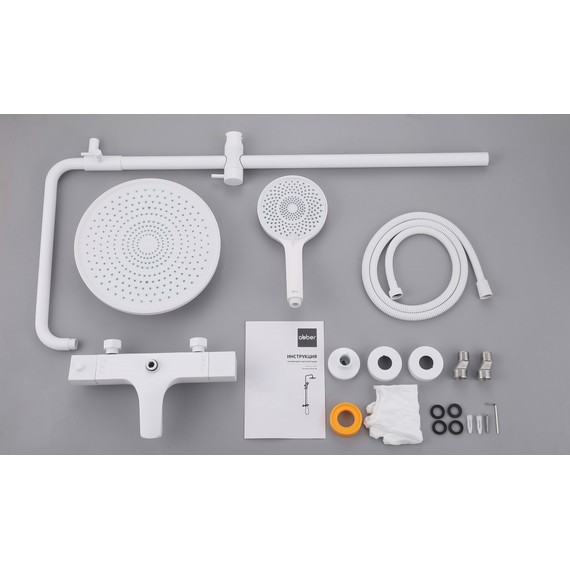 Душевая стойка с термостатом Abber Thermostat AF8516FWL, белый матовый фото 3