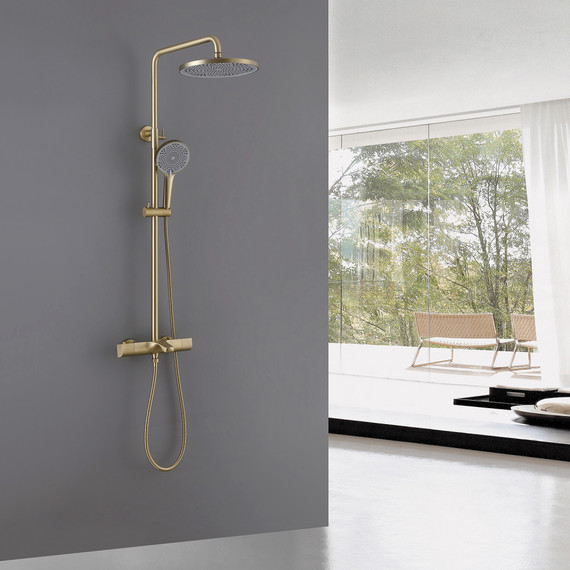 Душевая стойка с термостатом Abber Thermostat AF8516GL, золото матовое фото 2