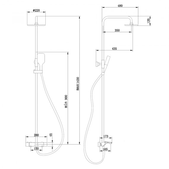 Душевая стойка с термостатом Abber Thermostat AF8516NGL, никель фото 7
