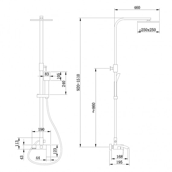 Душевая стойка Abber Wasserfall AF8616BL, чёрный матовый фото 3