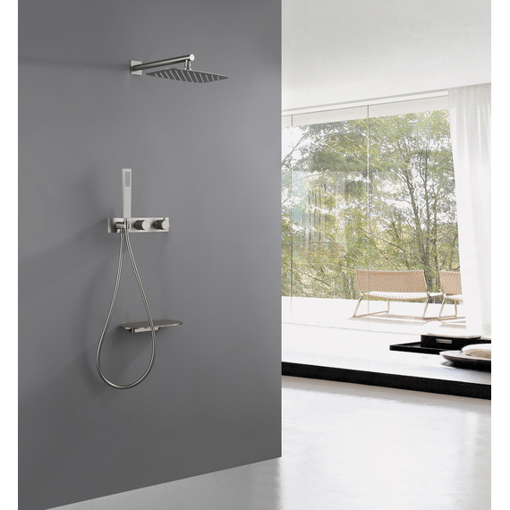 Душевая система для ванны с термостатом Abber Rund AF8750SP (со скрытой частью) сатин фото 2