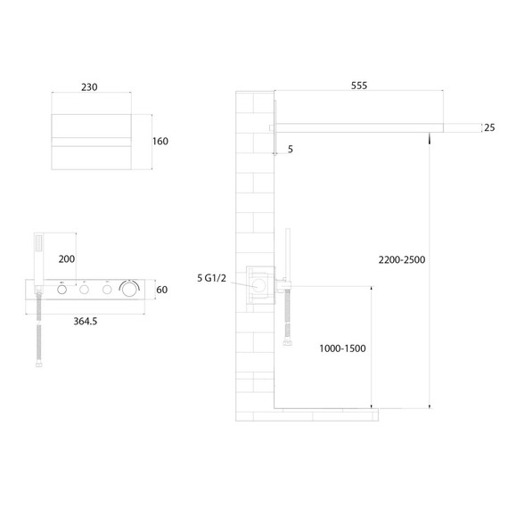 Душевая система для душа с термостатом Abber Rund AF8752SP (со скрытой частью) сатин фото 3