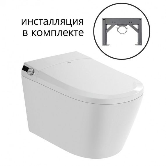 Инсталляция с подвесным унитазом комплект: Abber AC0101P2 с подвесным импульсным унитазом-биде Bequem AC1119S с крышкой микролифт фото 