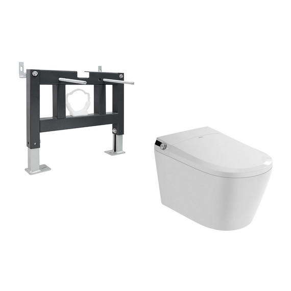 Инсталляция с подвесным унитазом комплект: Abber AC0101P с подвесным импульсным унитазом-биде Bequem AC1119S с крышкой микролифт фото 