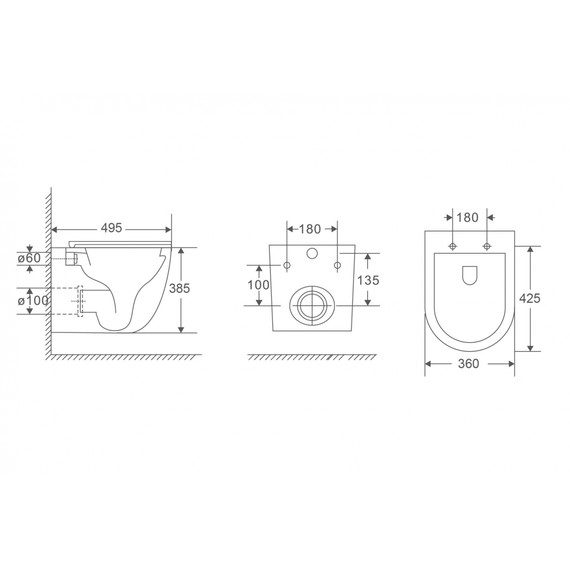 Инсталляция с подвесным унитазом комплект: Abber AC0105 с подвесным унитазом Bequem AC1131TC с крышкой микролифт, кнопка смыва AC0120MW белая матовая (система смыва Торнадо) фото 8