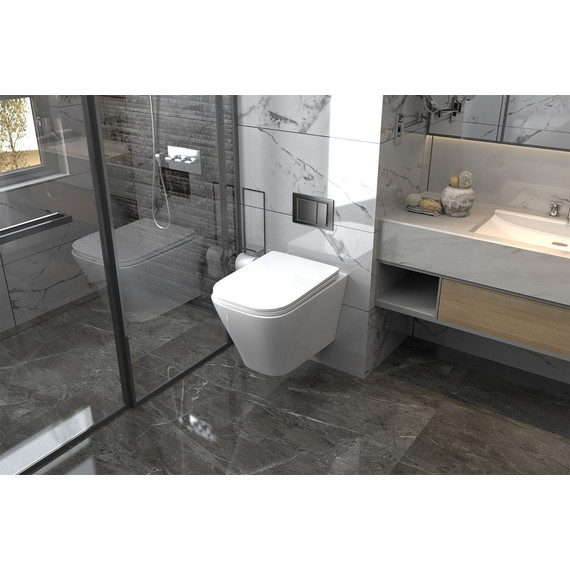 Инсталляция с подвесным унитазом комплект: Abber AC0105 с подвесным унитазом Rechteck AC1201 с крышкой микролифт, кнопка смыва AC0120NG никель фото 4