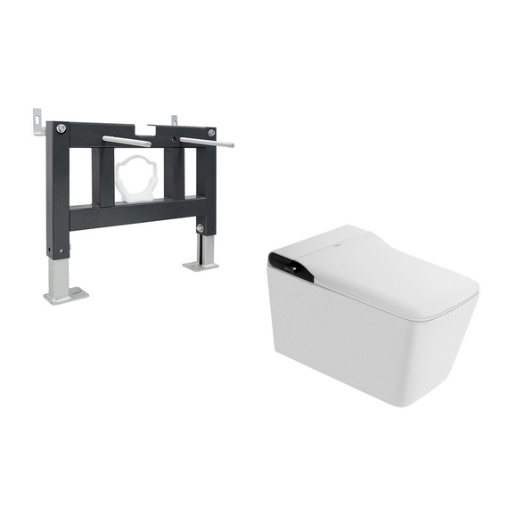 Инсталляция с подвесным унитазом комплект: Abber AC0101P с подвесным импульсным унитазом-биде Rechteck AC1215S с крышкой микролифт фото 