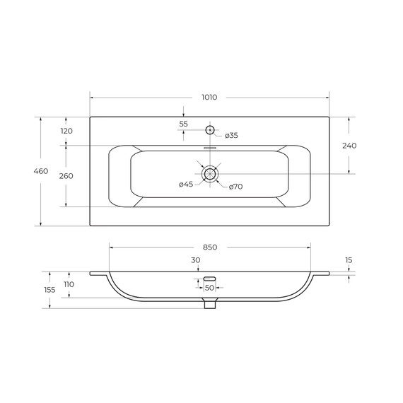 Тумба подвесная с раковиной Cezares 100 см ECO-CER-N-1000-2C-SO-GSO-P (раковина CZR-8073-100) тёмно-серый матовый фото 4