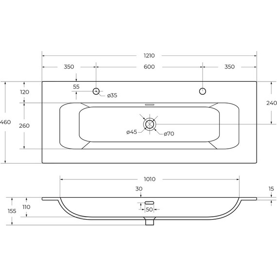 Тумба подвесная с раковиной Cezares DUET-N-1200-2C-SO-APR-P 120 см (раковина CZR-8073-120-1-2) голубой жемчужный фото 4