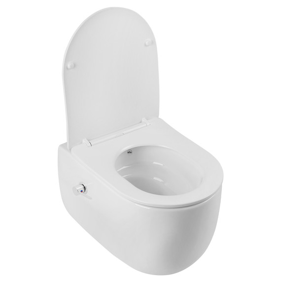 Унитаз-биде подвесной безободковый ABBER Bequem AC1104TNS с тонкой крышкой микролифт (система смыва Торнадо) фото 3