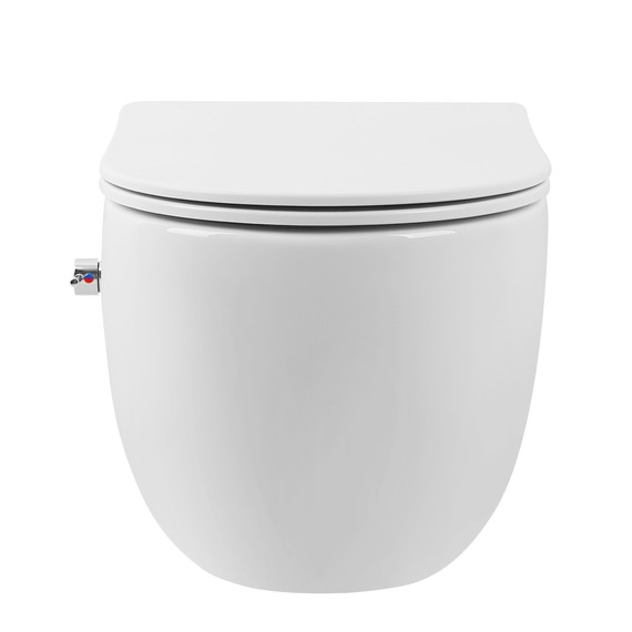 Унитаз-биде подвесной безободковый ABBER Bequem AC1104TNS с тонкой крышкой микролифт (система смыва Торнадо) фото 4