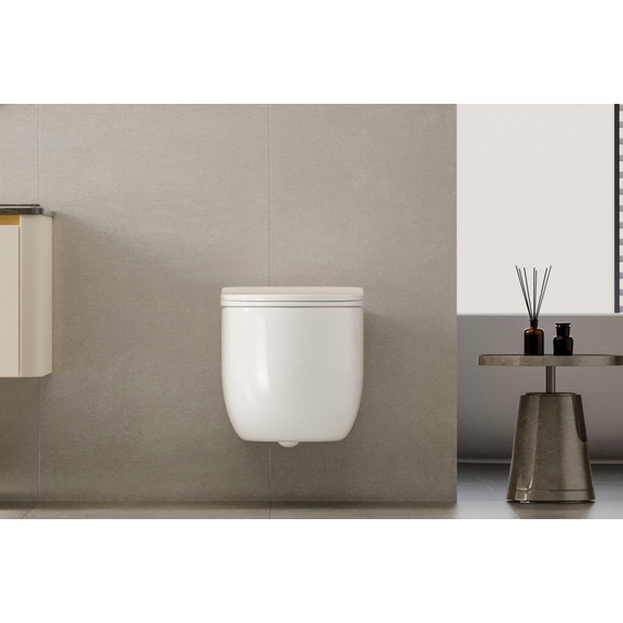 Унитаз подвесной безободковый Abber Bequem AC1104TN с тонкой крышкой микролифт (система смыва Торнадо) фото 8