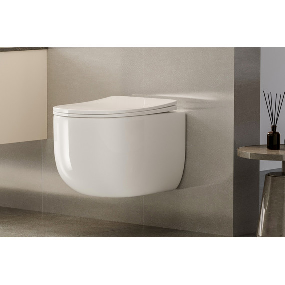 Унитаз подвесной безободковый Abber Bequem AC1104TN с тонкой крышкой микролифт (система смыва Торнадо) фото 9